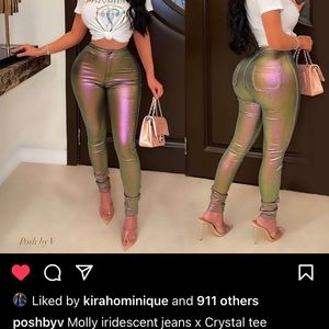 Metallic high waisted pants